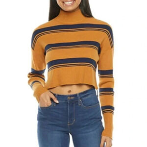 Arizona Mock Neck Long Sleeve Striped Pullover Sweater